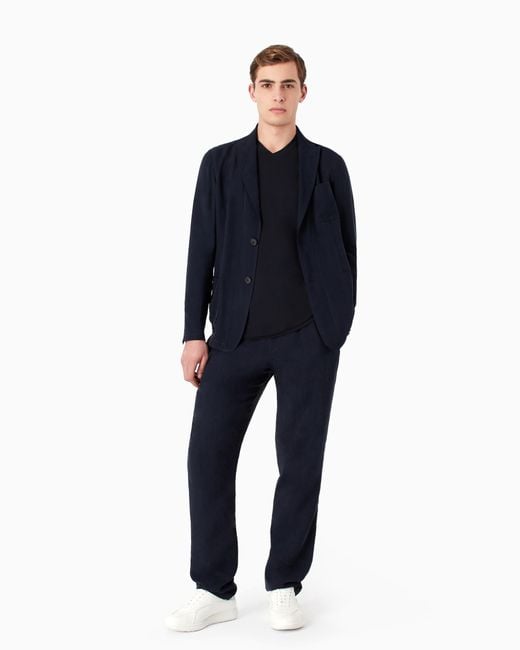 Giorgio Armani Blue Cupro Jacket With A Single-Breasted Two-Button Design Icon for men