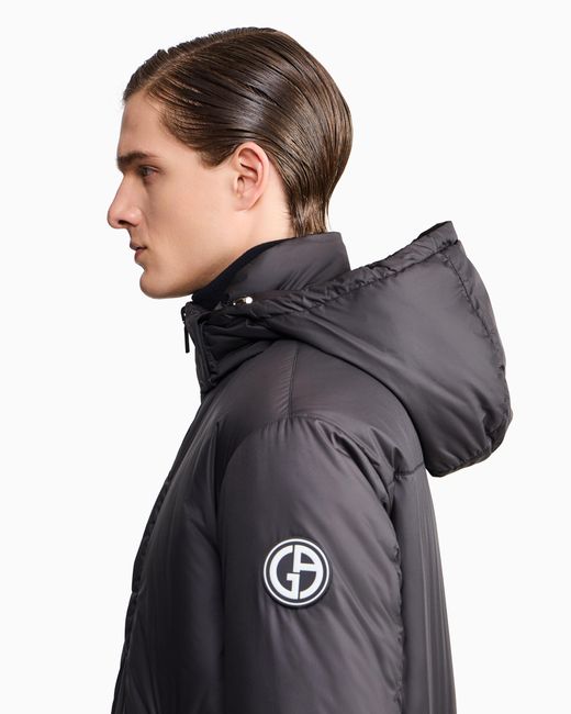 Giorgio Armani Gray Hooded Blouson With Goose-Down Padding for men
