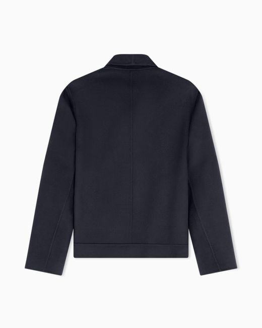 Giorgio Armani Black Wool Cashmere Blouson With Asymmetrical Zip Closure Icon for men