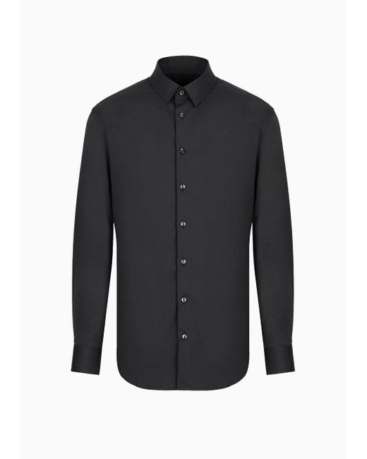Chemise En Tissu De Coton Stretch Uni Giorgio Armani pour homme en coloris Black