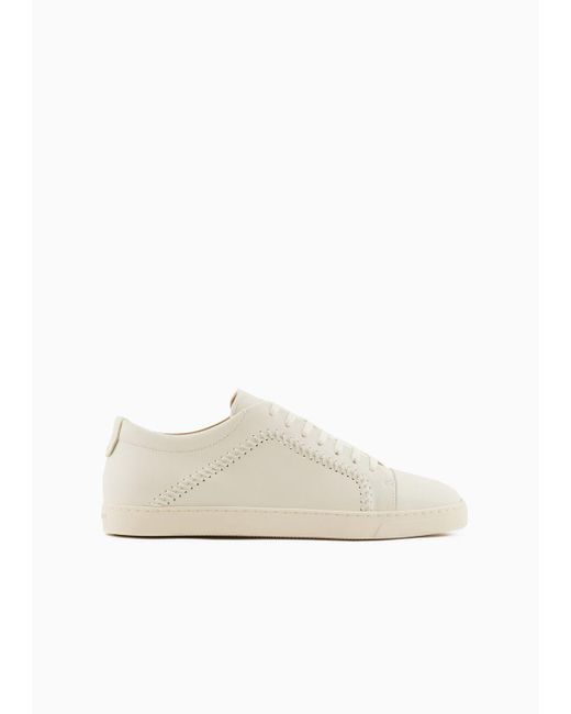 Giorgio Armani White Nappa-leather Sneakers for men