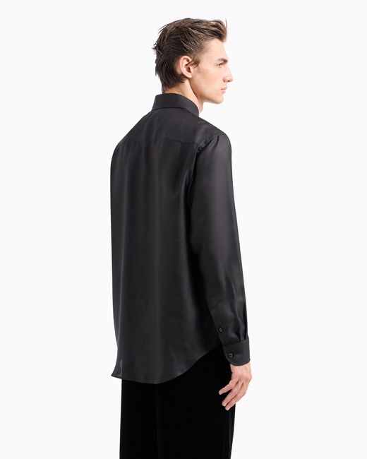 Giorgio Armani Black Giorgio's Regular-Fit Silk Twill Shirt for men