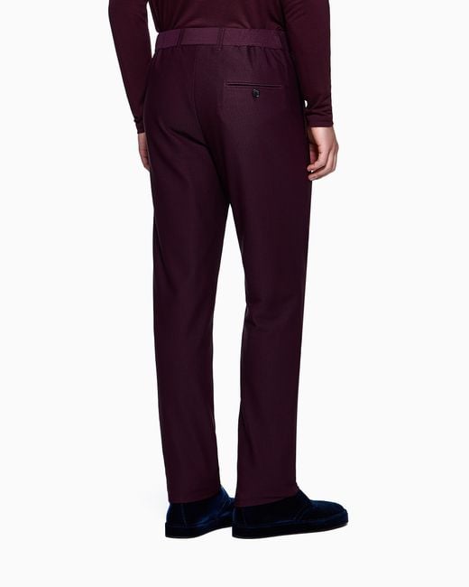 Giorgio Armani Purple Flat Front Trousers for men