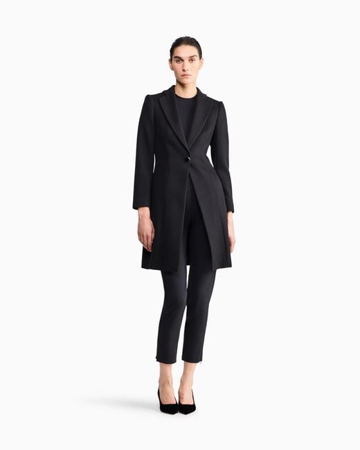 Giorgio Armani Blue Wool Crepe Pants With A High Waist And Side Zip