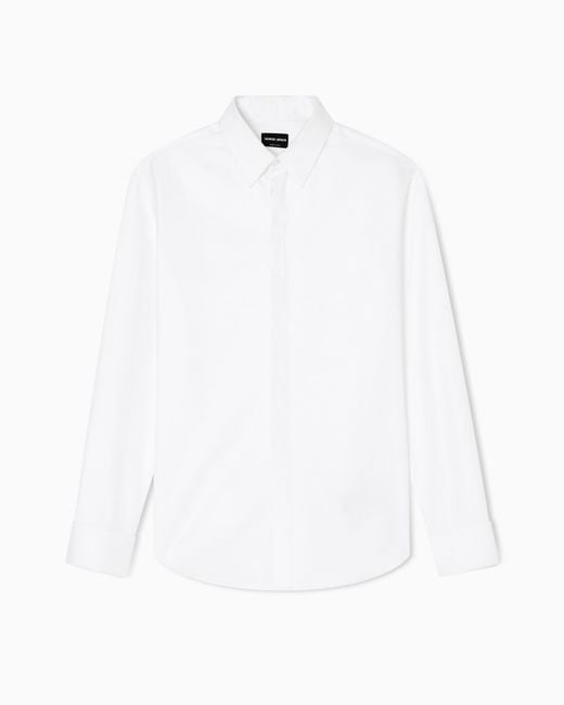 Giorgio Armani White Cavalry Cotton Shirt for men