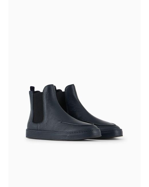 Giorgio Armani Blue Deerskin Ankle Boots for men