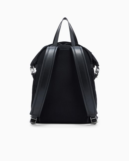 Giorgio Armani Black Mesh And Leather Backpack for men
