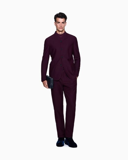 Giorgio Armani Purple Flat Front Trousers for men