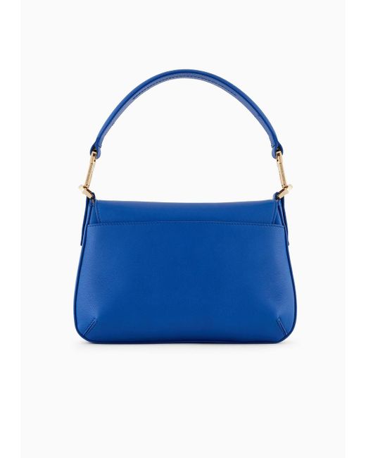 Giorgio Armani Blue Small La Prima Soft Baguette Bag In Nappa Leather