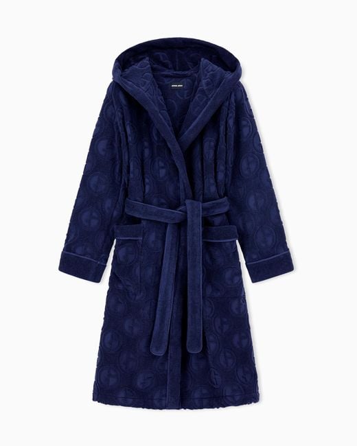 Giorgio Armani Blue Monogram Bathrobe for men