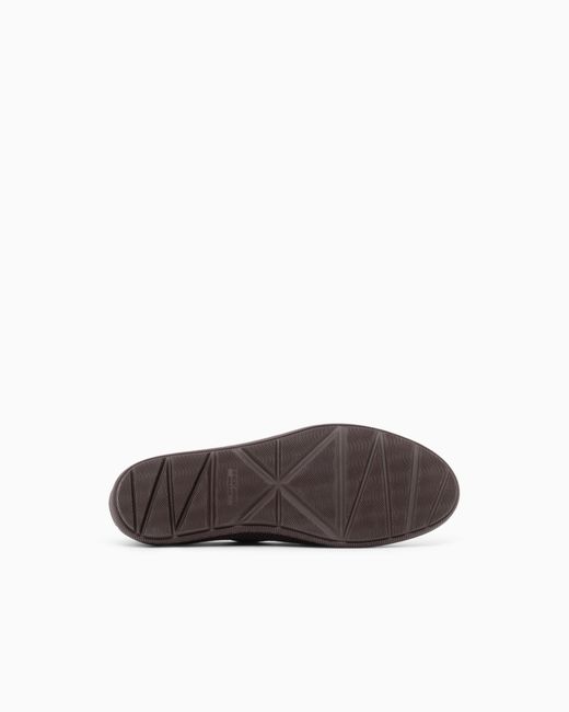 Giorgio Armani White Breathable Mesh Slip-On Sneaker With Leather Inserts for men