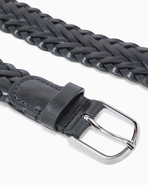 Giorgio Armani White Woven Leather Belt for men