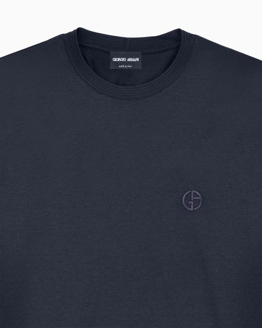 Giorgio Armani Blue Oversized Silk, Linen And Cotton T-Shirt for men