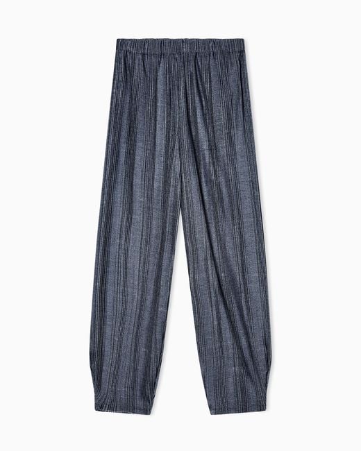 Giorgio Armani Blue Asv Two-Tone Pleated Jersey Wide Trousers