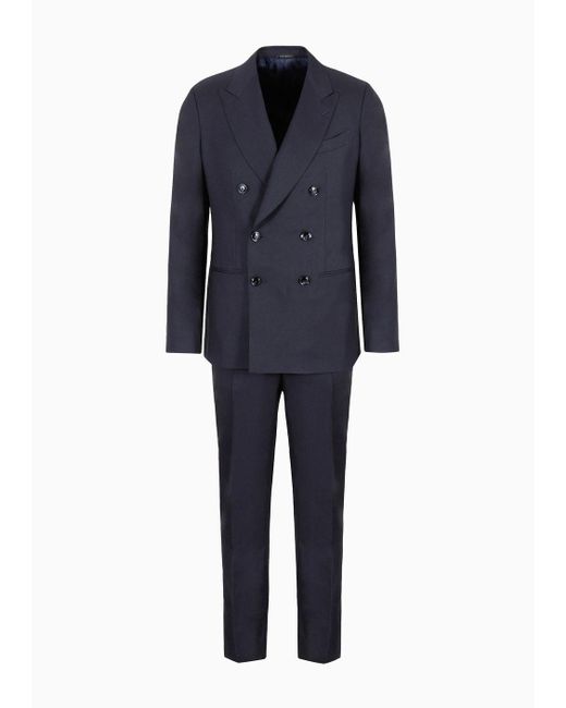 Giorgio Armani Blue Napoli Line Double-breasted Cashmere And Silk Suit for men