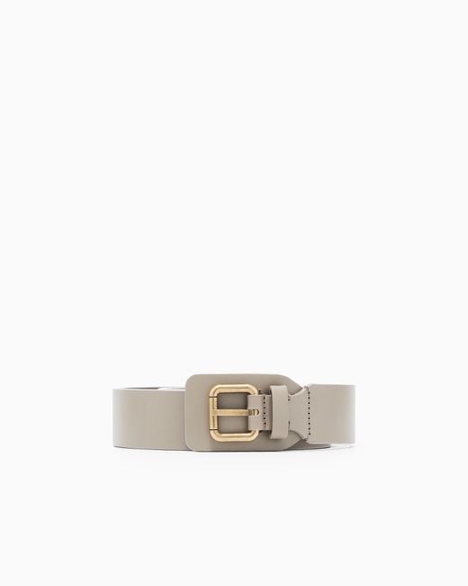 Giorgio Armani White Leather Belt With Buckle Cover for men
