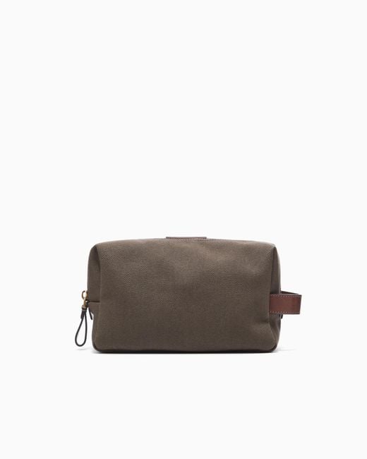 Giorgio Armani Gray Canvas And Leather Washbag for men