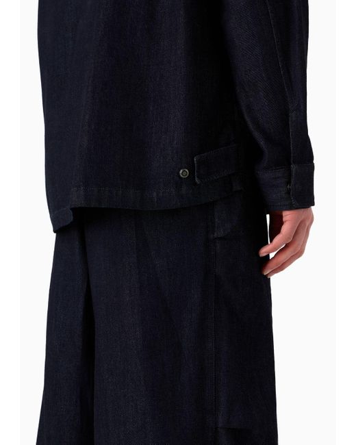 Giorgio Armani Blue Denim Collection Cotton Denim Hooded Blouson for men
