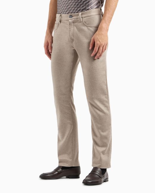 Giorgio Armani Gray Regular-Fit Five-Pocket Cotton-Denim And Silk Trousers for men