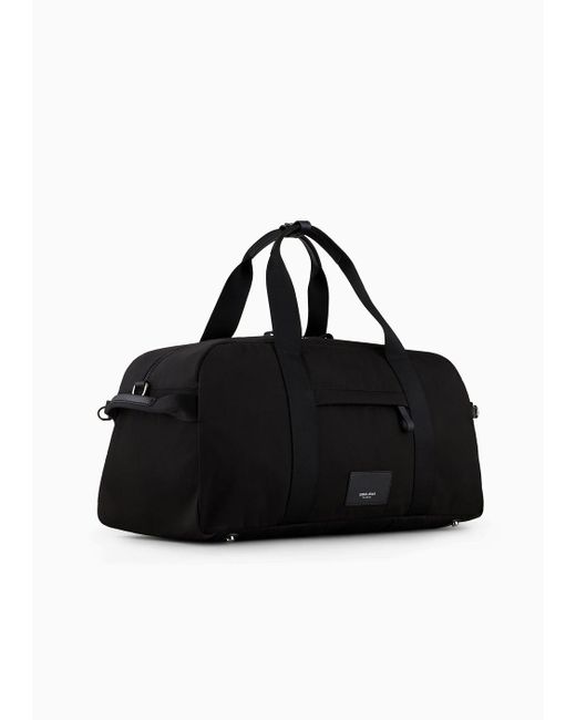 Giorgio Armani Black Medium Duffel Bag In Nylon Armani Sustainability Values for men