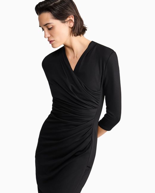 Giorgio Armani Black Viscose Milano-Stitch Midi Dress