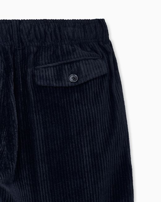 Giorgio Armani Blue Trouser Oversized Fit Ribbed Viscose Velvet for men