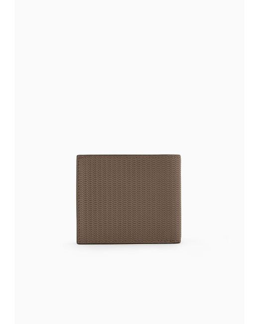 Giorgio Armani Brown Bifold Wallet In Embossed Leather for men
