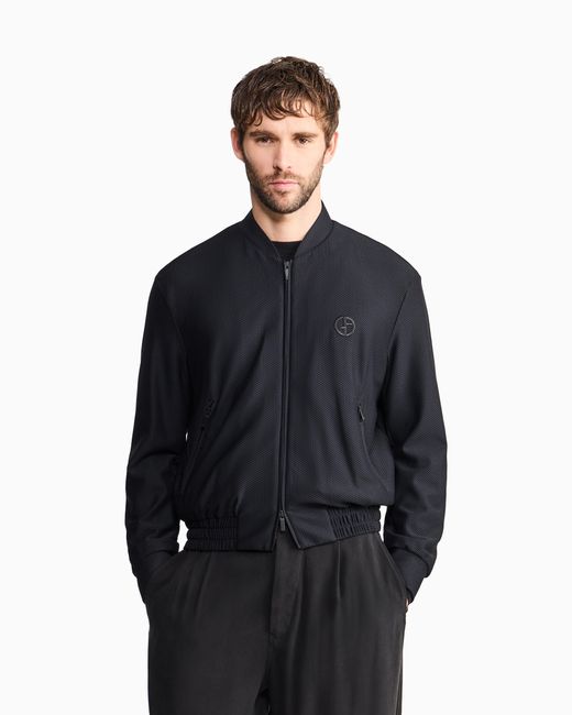 Giorgio Armani Blue Technical Waffle Blouson for men