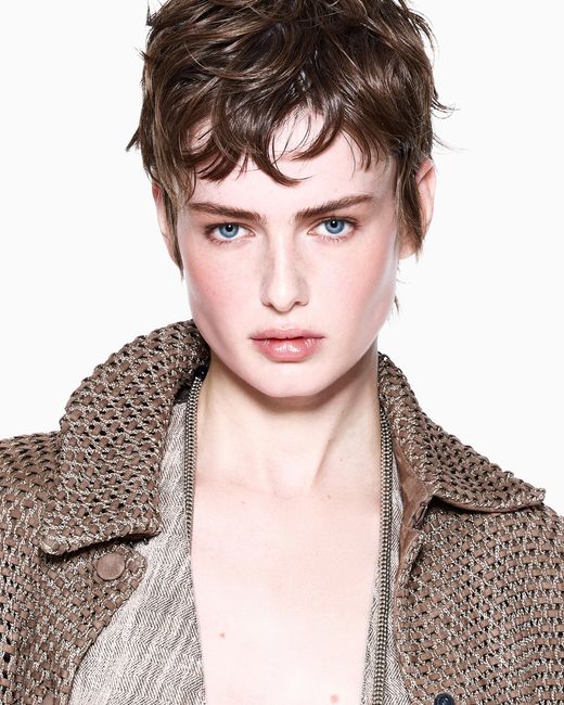 Giorgio Armani Brown Woven Lambskin Suede Blouson