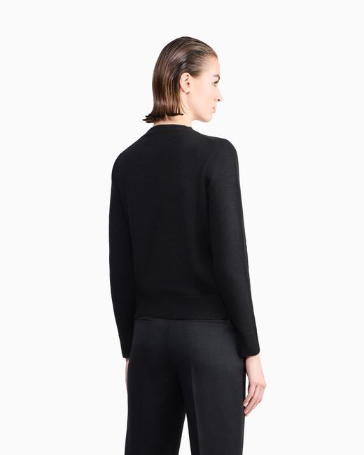 Giorgio Armani Black Cashmere Sweater With Ribbed Profiles