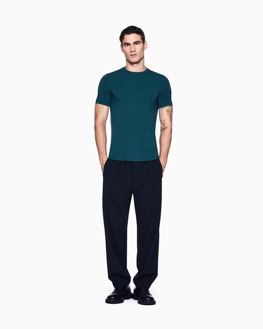 Giorgio Armani Blue Crew-Neck T-Shirt for men