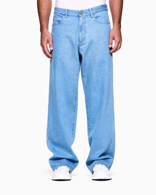 Giorgio Armani Blue Cotton And Modal Five-Pocket Trousers for men