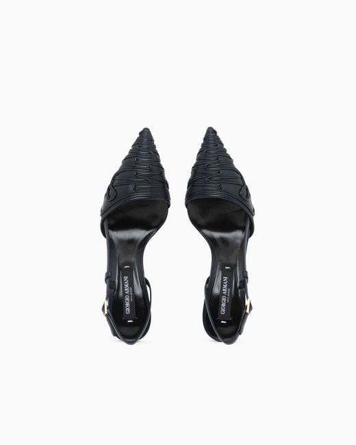 Giorgio Armani White Decollete Shoe With Cornely Details And Leather Upper