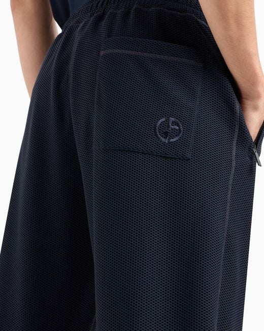Giorgio Armani Blue Stretch Jersey Flat-Front Trousers for men