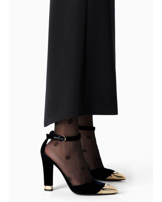Giorgio Armani Black Barathea Wool And Velvet Midi Skirt