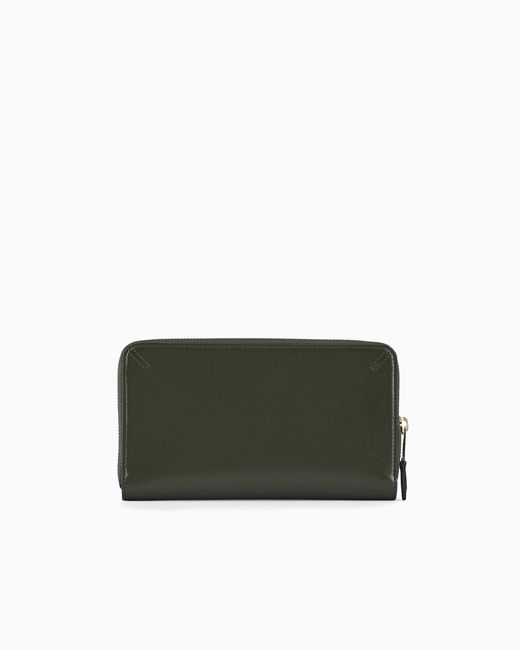 Giorgio Armani Green La Prima Portemonnaie Aus Strukturiertem Leder Mit Rundum-Reißverschluss
