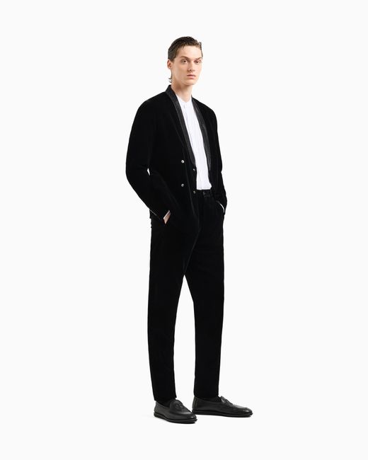 Giorgio Armani Giorgio's Doppelreihiges Sakko Aus Stretchsamt in Black für Herren