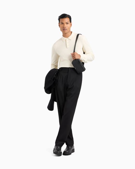 Polo De Cachemir De Manga Larga Giorgio Armani de hombre de color White