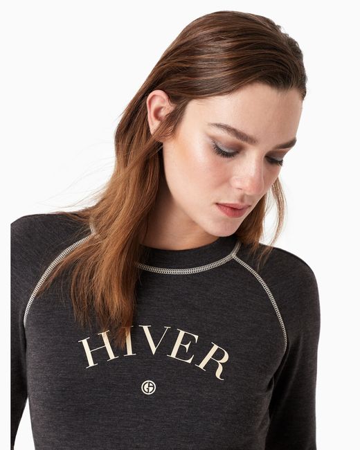 Giorgio Armani Black Neve Double-Wool And Nylon Jersey Crew-Neck Jumper
