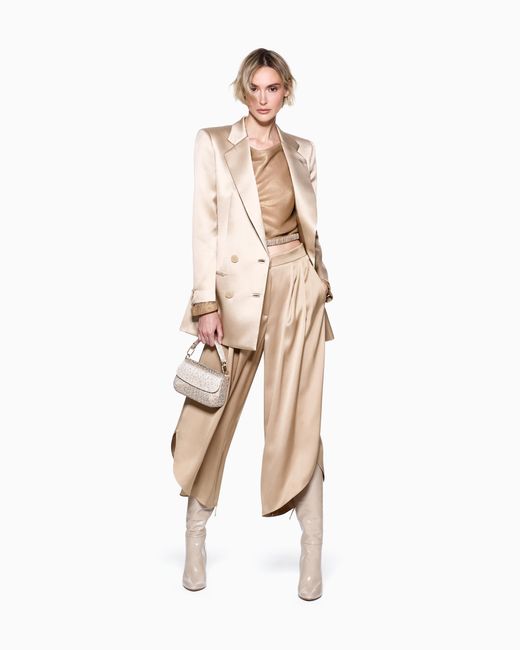 Giorgio Armani Natural Double-Breasted Silk Satin Jacket