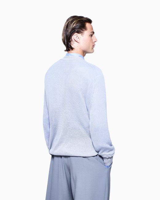 Giorgio Armani Blue Cashmere And Mohair Jumper for men