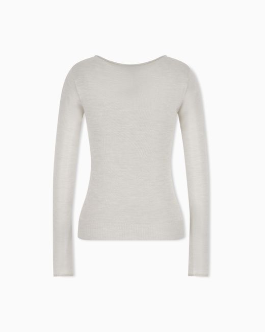 Giorgio Armani White Sweater Sweaters Seamless Cashmere Round Neck Long Sleeve