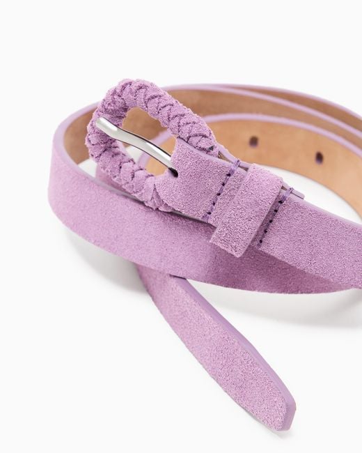 Giorgio Armani Pink Suede Belt With Buckle for men