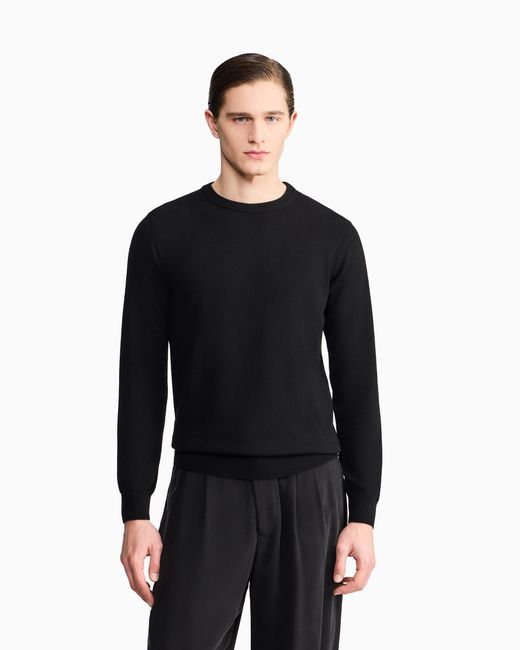 Giorgio Armani Black Cashmere Crew-Neck Jumper for men