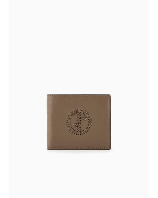 Giorgio Armani White Nappa-leather Bifold Wallet With Embroidered Logo for men