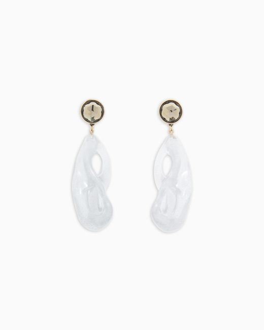 Giorgio Armani White Clip-On Earrings With Resin Pendant