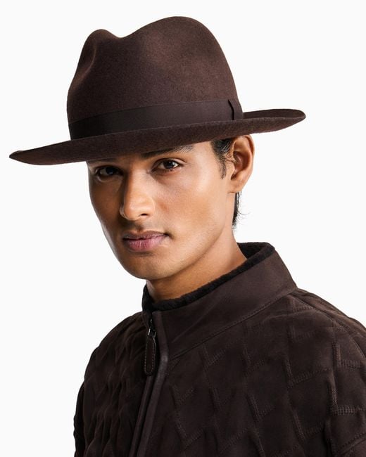 Giorgio Armani Blue Classic Felt Hat for men
