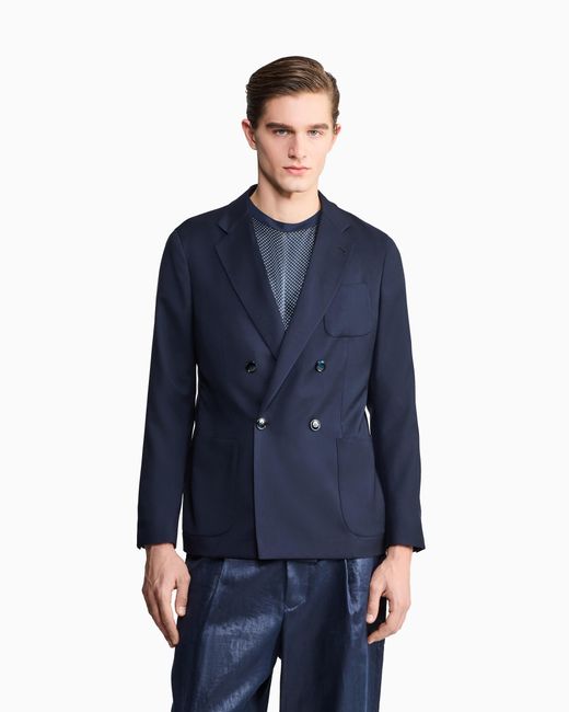 Giorgio Armani Blue Upton Line Double-Breasted Jacket for men
