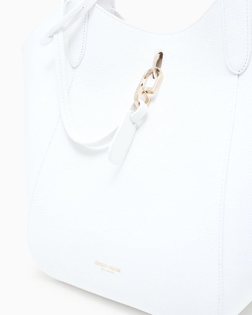 Giorgio Armani White Pebbled Bag With A Removable Inner Pouch