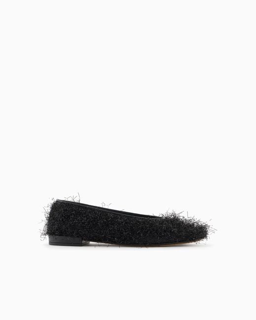 Giorgio Armani White X 10 Corso Como Faux-Fur Fabric Ballerinas